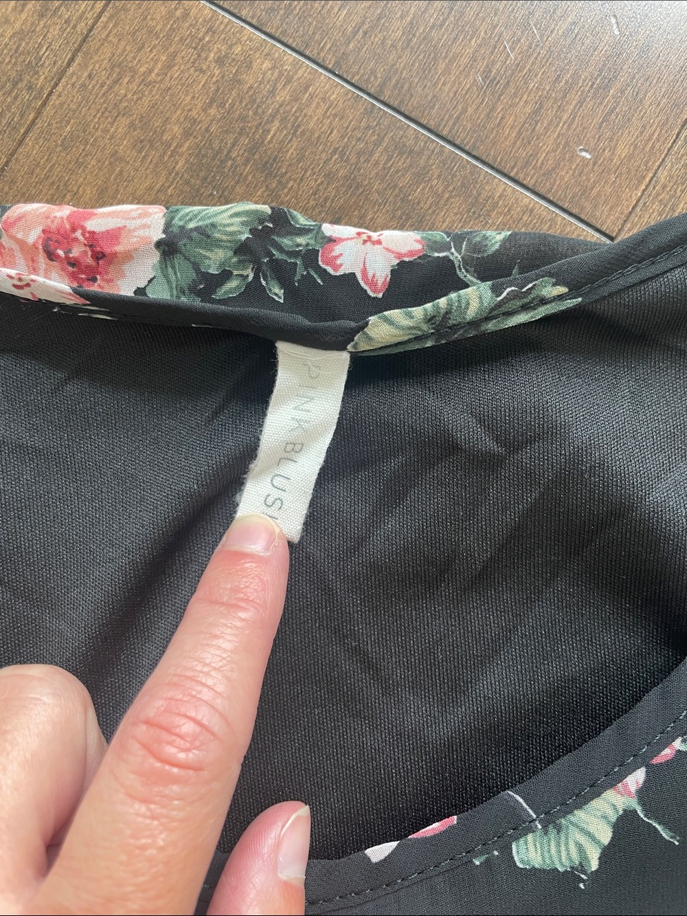 PinkBlush- Floral Short Sleeve Women's Top - Black with Pink Roses- Maternity - Picture 2 of 7